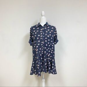 Entro blue dress with pink flowers